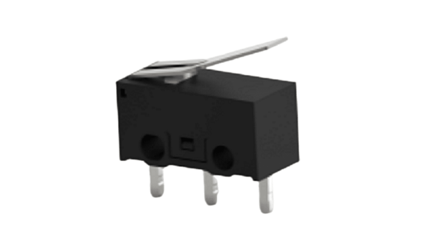 TE Connectivity Sprungkontakt-Mikroschalter Hebel-Betätiger PCB, 3 A bei 125 V ac, Einpoliger Wechselschalter (SPDT)