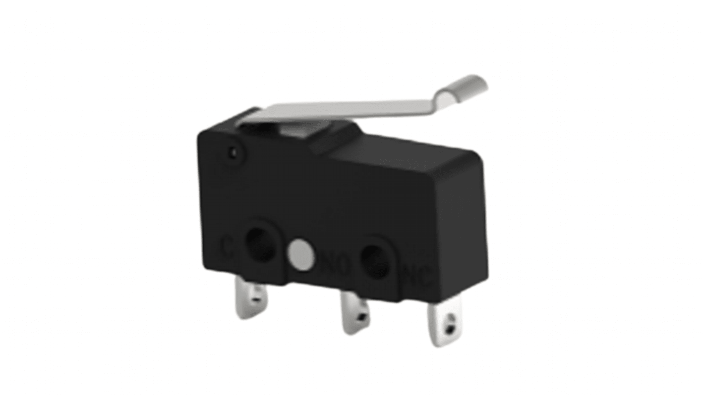 TE Connectivity Roller Snap Action Micro Switch, Solder Terminal, 3A at 30VDC, 3A at 250VAC, 5A at 125VAC, SPDT