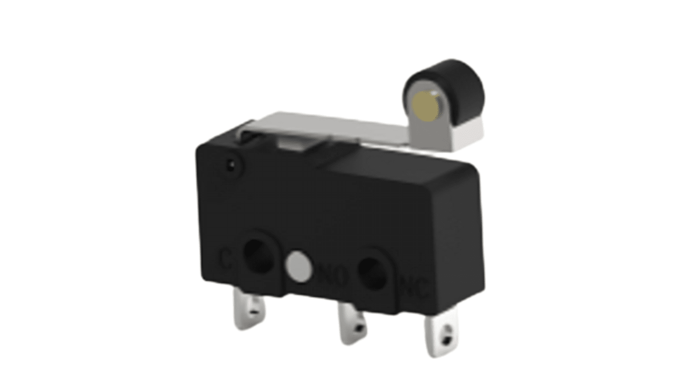 TE Connectivity Wheel Snap Action Micro Switch, Solder Terminal, 3A at 30VDC, 3A at 250VAC, 5A at 125VAC, SPDT