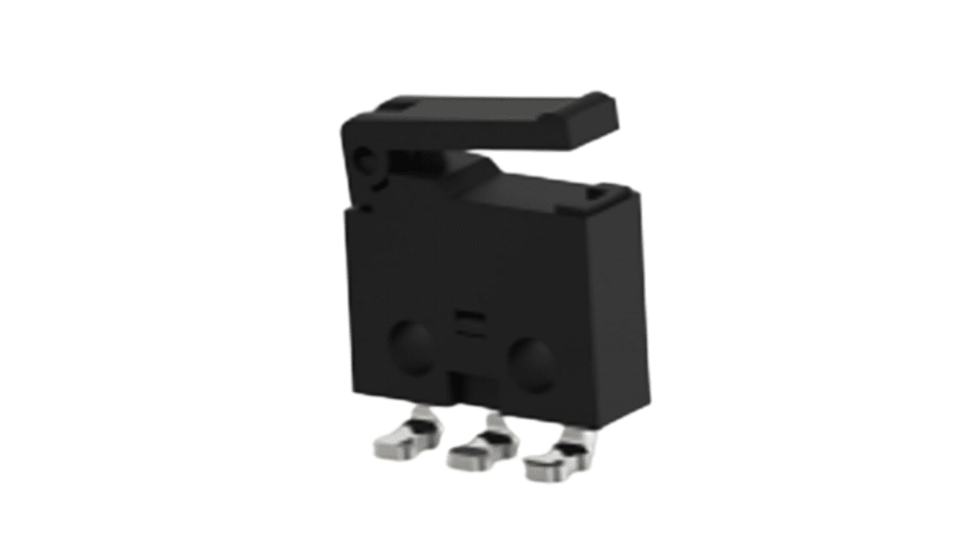 TE Connectivity Lever Snap Action Micro Switch, Left Angle PCB Terminal, 0.5A at 30VDC, SPDT