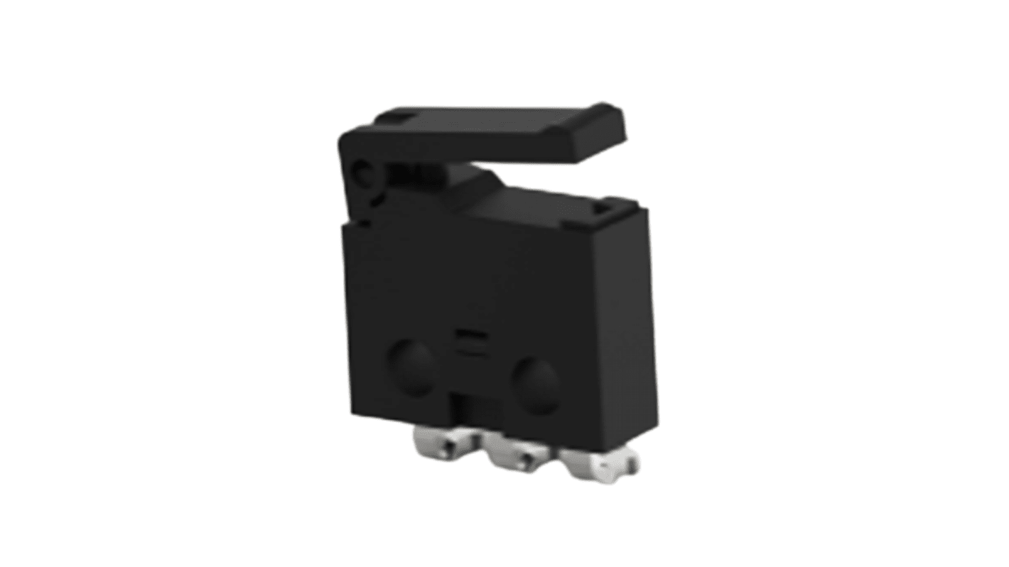 TE Connectivity Lever Snap Action Micro Switch, Right Angle PCB Terminal, 0.5A at 30VDC, SPDT