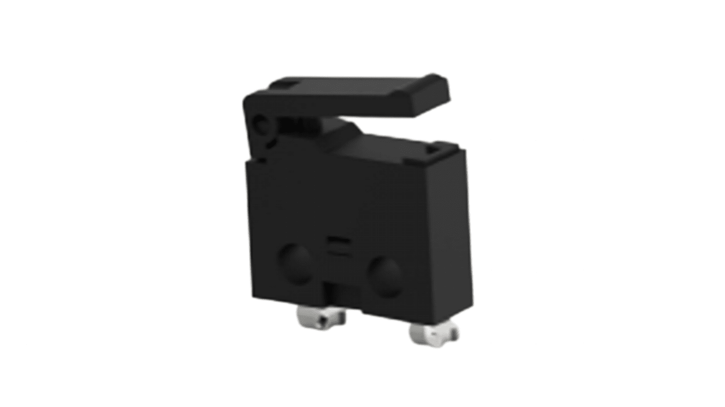 TE Connectivity Lever Snap Action Micro Switch, Right Angle PCB Terminal, 0.5A at 30VDC, SPST