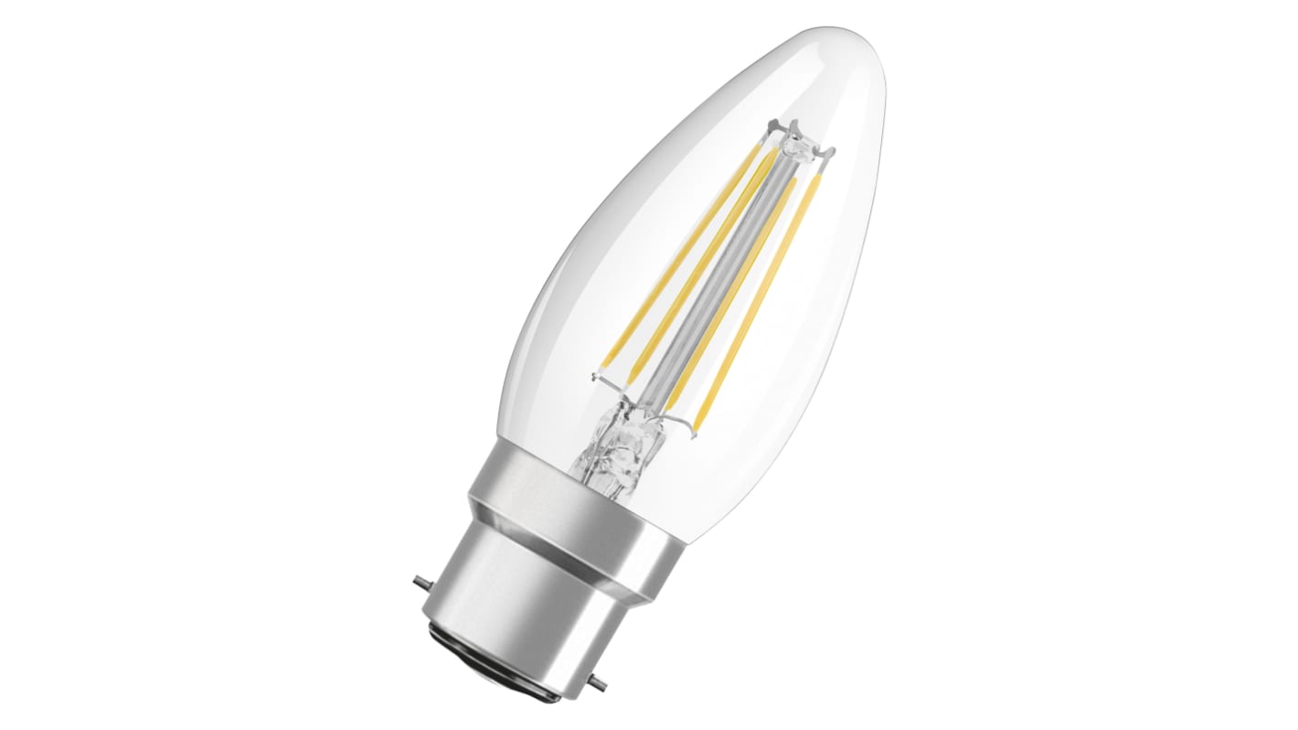 Bombilla LED en forma de vela Osram, PARATHOM Classic, 4 W, casquillo B22d, Blanco Cálido, 2700K