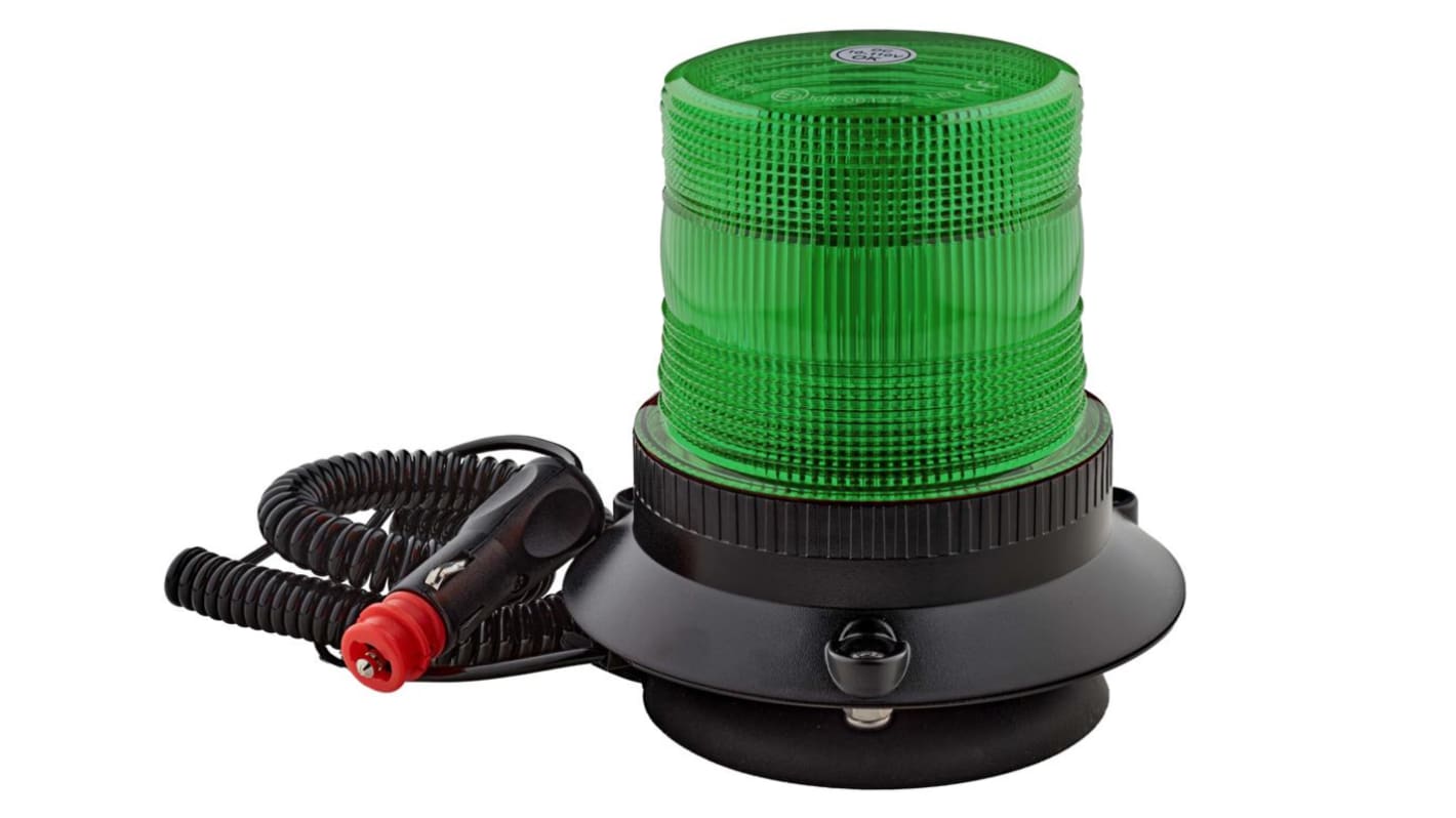 RS PRO Green Flashing Beacon, 10 → 110 V, Base Mount, LED Bulb