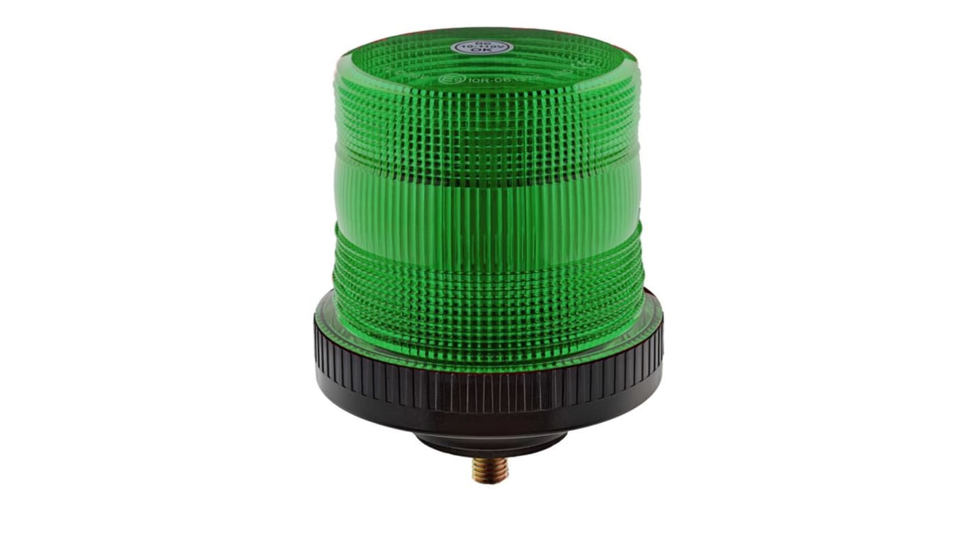 RS PRO Green Flashing Beacon, 10 → 110 V, Base Mount, LED Bulb