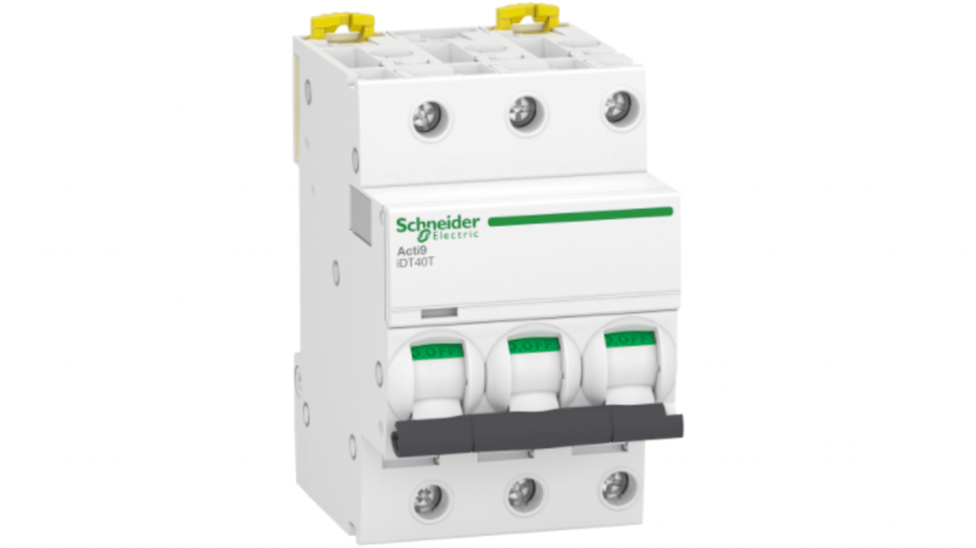 Schneider Electric Acti 9 Acti9 iDT40T MCB, 3P, 16A Curve C, 400V AC