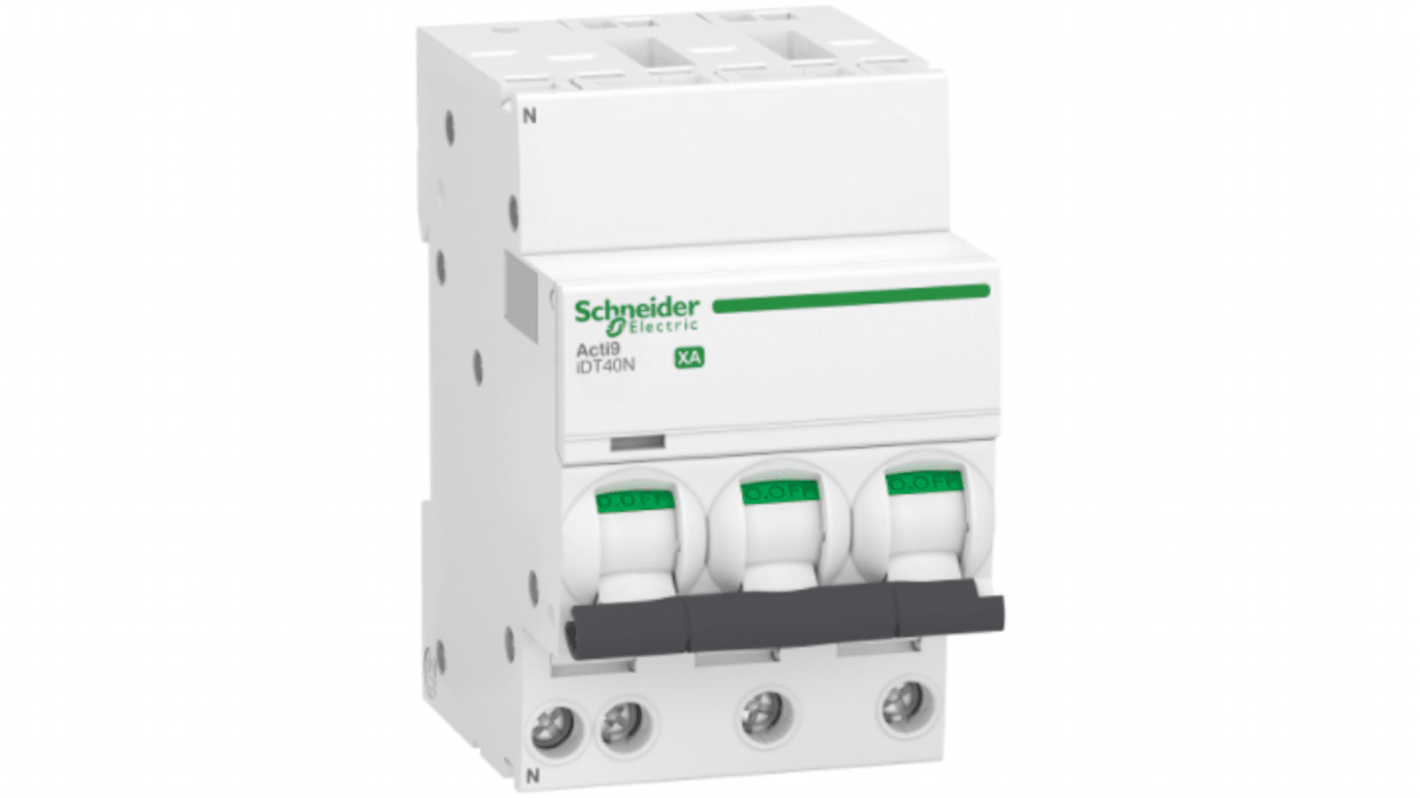 Disjoncteur Schneider Electric Acti9 iDT40N XA 3P, 6A, montage rail DIN