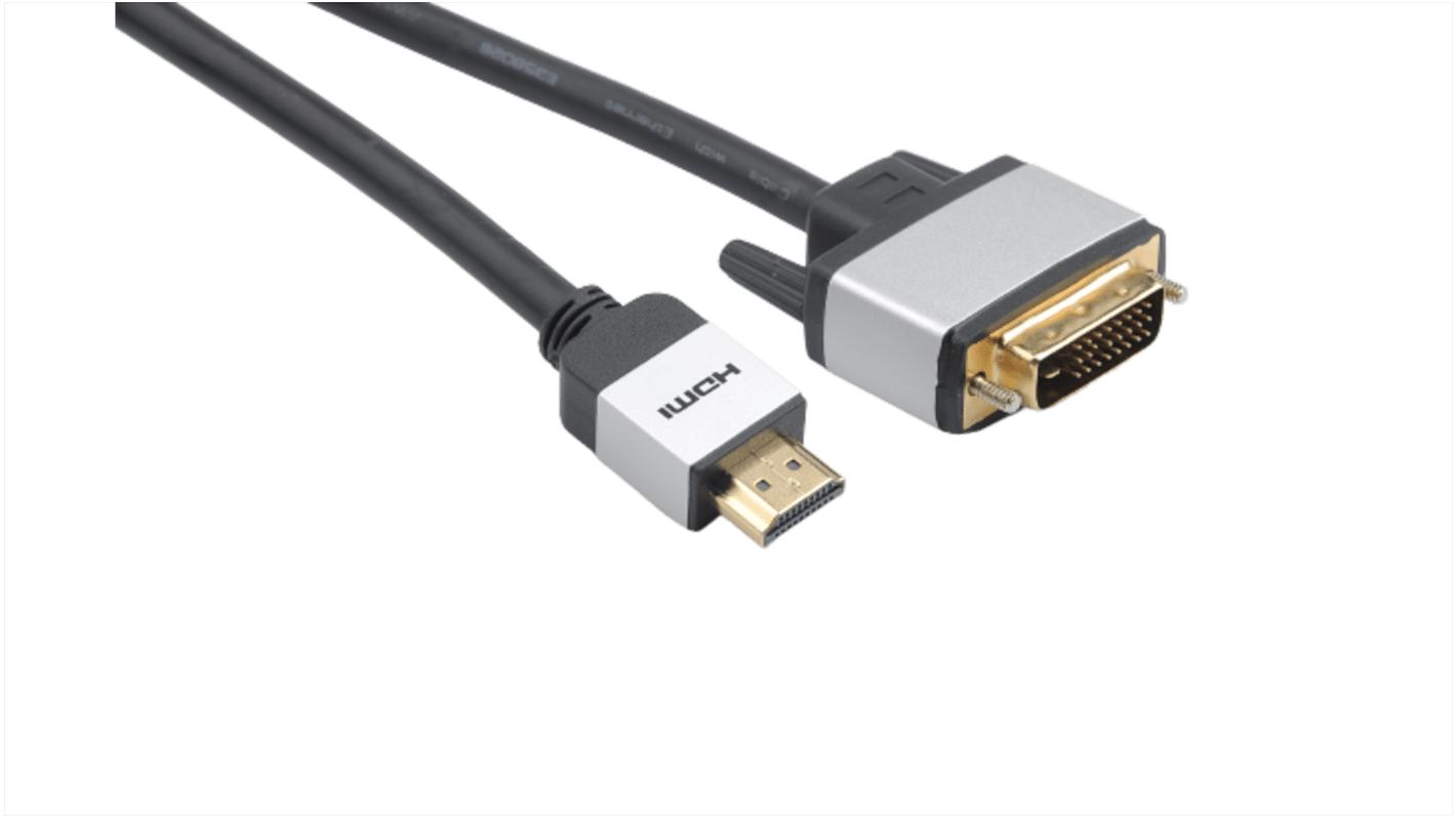 Cable HDMI Negro Okdo, con. A: HDMI Macho, con. B: Enlace simple DVI-D Macho, long. 3m