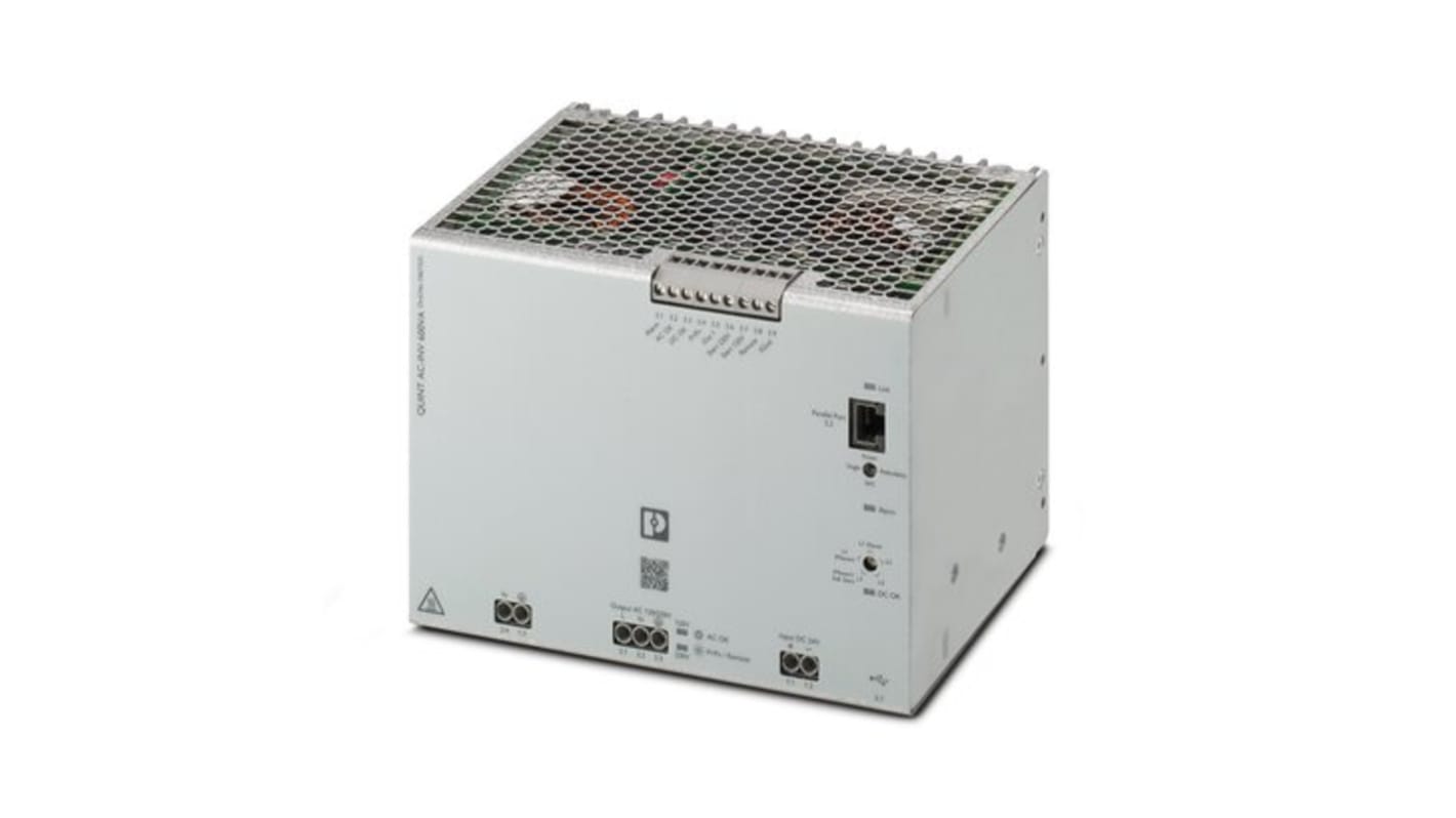 Phoenix Contact Pure Sine Wave 600VA Fixed Installation DC-AC Power Inverter, 24V dc Input, 120V ac Output