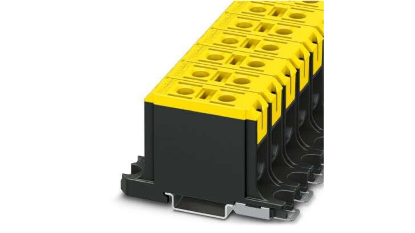 Phoenix Contact UBAL Series Yellow DIN Rail Terminal Block, 50mm², Single-Level, Screw Termination