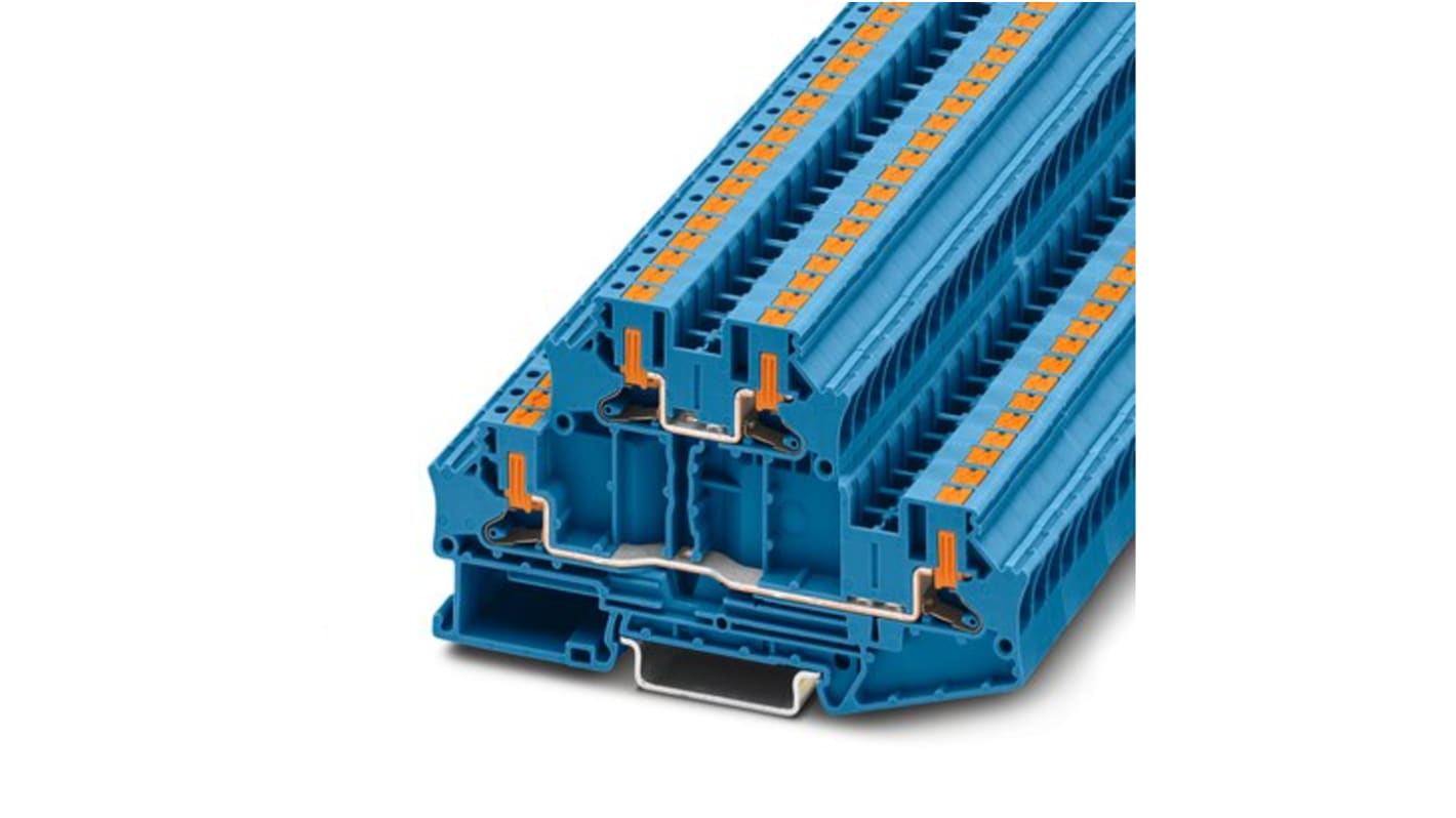 Phoenix Contact PTTBV Series Blue DIN Rail Terminal Block, 4mm², Double-Level, Push In Termination