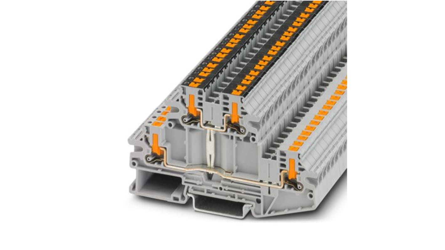 Phoenix Contact PTTBV Series Grey DIN Rail Terminal Block, 4mm², Double-Level, Push In Termination