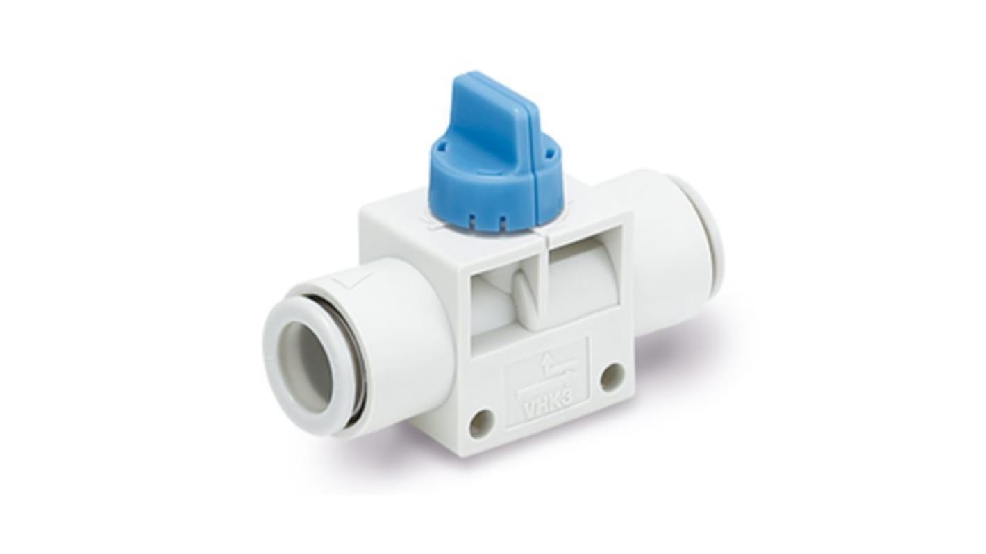 SMC Manual Control Liquid Flow Pneumatic Manual Control Valve VHK Series Series, One-Touch Fitting 6 mm, 6mm, III B