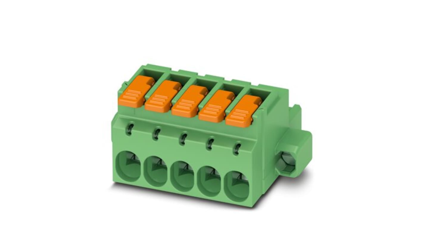 Phoenix Contact 5.08mm Pitch 5 Way Pluggable Terminal Block, Plug, Cable Mount, Push-In Termination