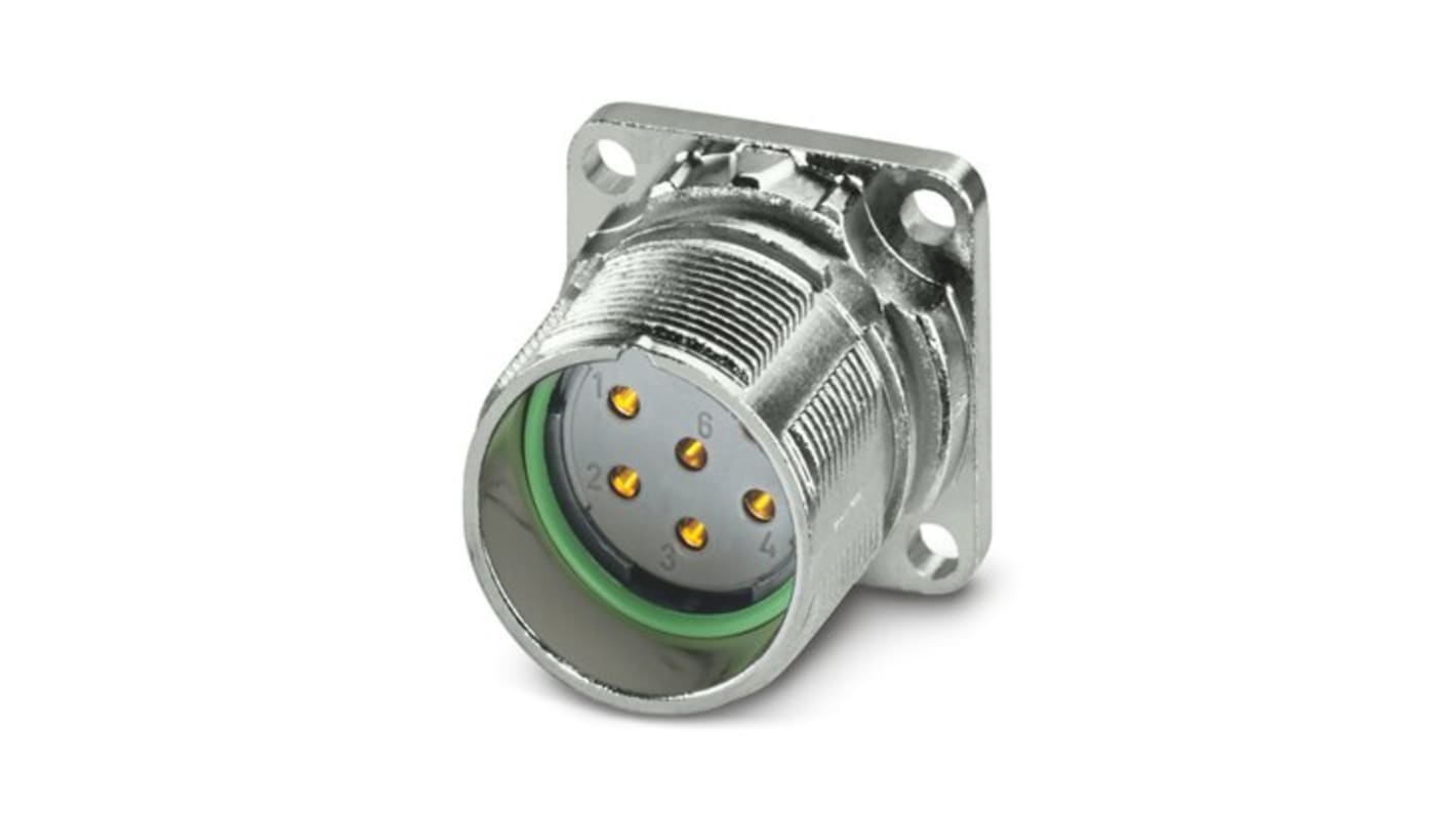 Conector circular Phoenix Contact hembra serie M23 PRO de 6 vías hembra, Montaje frontal, IP66, IP68, IP69K