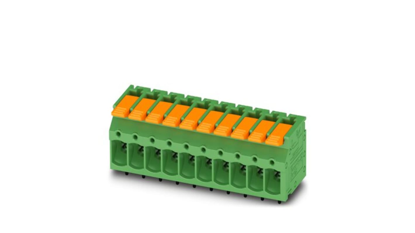 Phoenix Contact PCB Terminal Block, 3-Contact, 5mm Pitch, Through Hole Mount, 1-Row