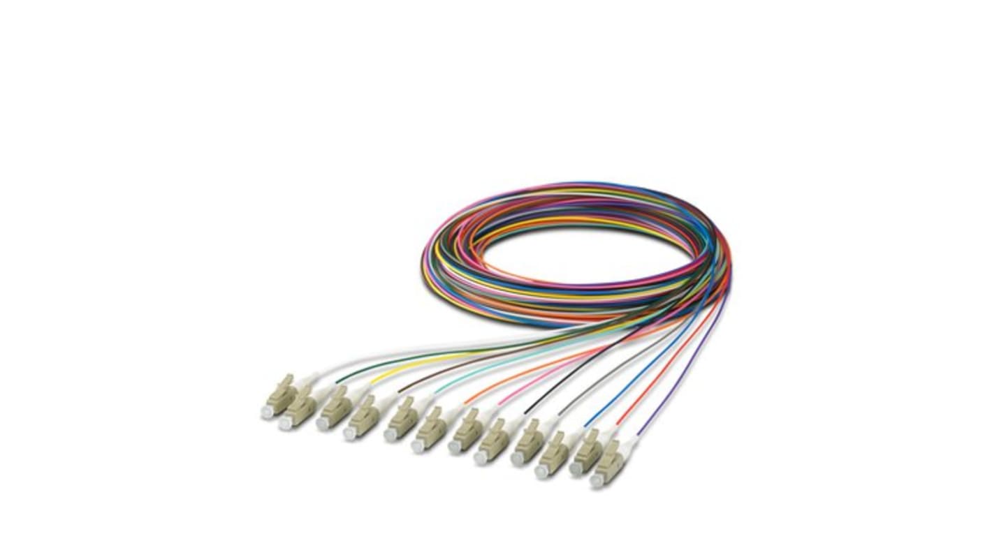 Phoenix Contact LC x 12 to Unterminated Multi Mode Fibre Optic Cable, 50/125μm, 2.5m