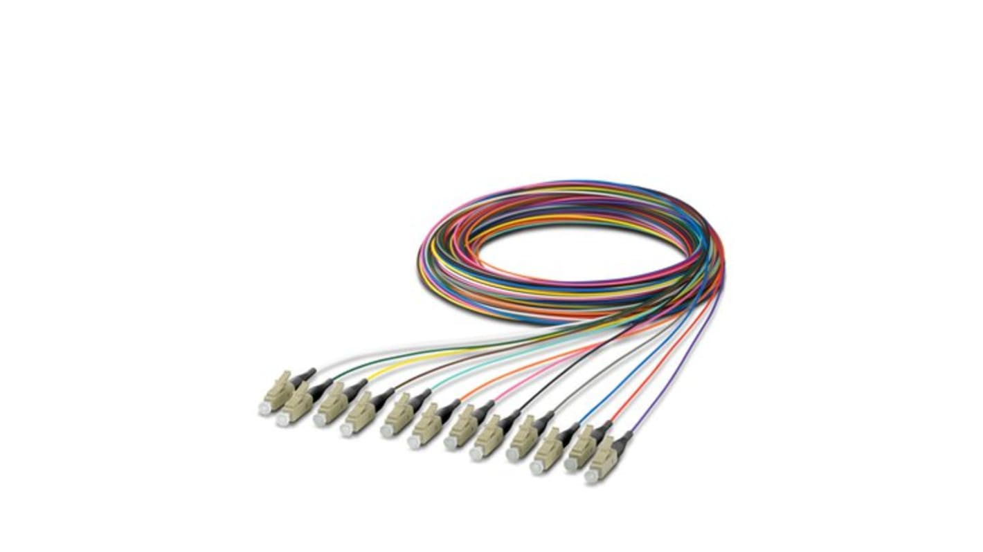 Phoenix Contact LC x 12 to Unterminated Multi Mode Fibre Optic Cable, 62.5/125μm, 2.5m