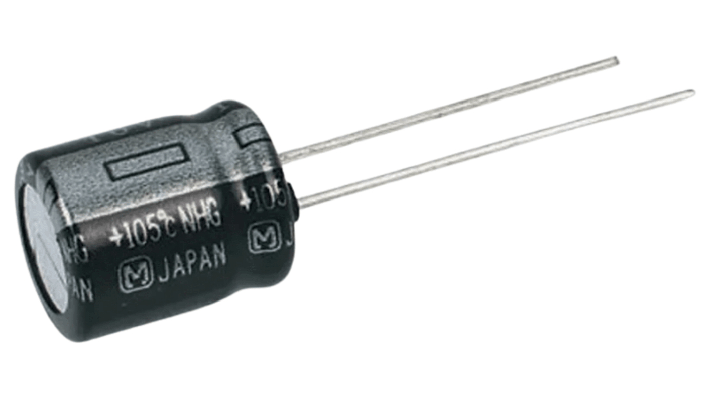 Panasonic NHG, THT Aluminium-Elektrolyt Kondensator 1000μF ±20% / 6.3V dc, Ø 8mm x 11.5mm, bis 105°C