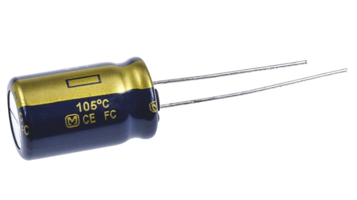 Panasonic FC-A, THT Aluminium-Elektrolyt Kondensator 100μF ±20% / 25V dc, Ø 6.3mm x 11.2mm, bis 105°C