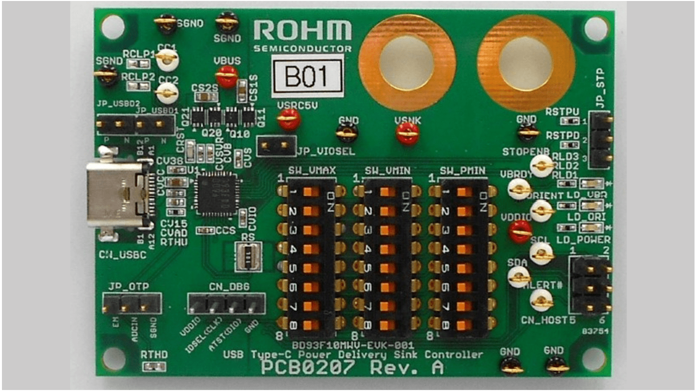 ROHM Stand-Alone PD Controller For Sink BD93F10MWV EVK Evaluation Kit for BD93F10MWV for Type-C Cable For Evaluation