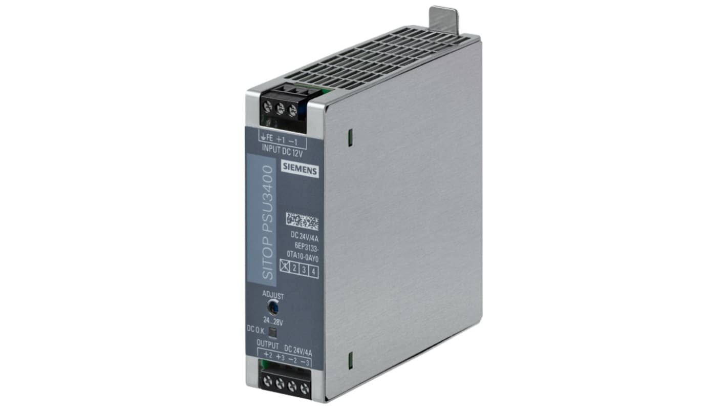 Alimentation Siemens, série SITOP, 24V c.c.out 4A, 9 → 18V c.c.in, 108W