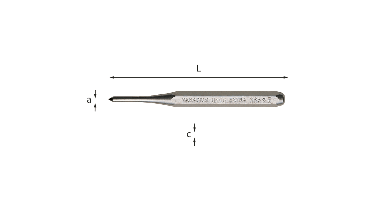 Punzone per centri Usag, tipo Bulino, L. 125 mm, Ø gambo 4 mm, pezzi