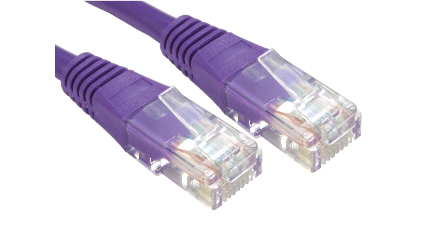 RS PRO Cat6 Male RJ45 to Male RJ45 Ethernet Cable, U/UTP, Purple PVC Sheath, 0.5m