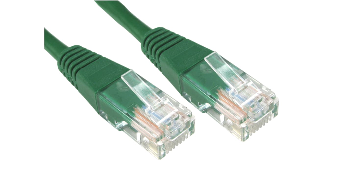 RS PRO Cat6 Male RJ45 to Male RJ45 Ethernet Cable, U/UTP, Green PVC Sheath, 1m