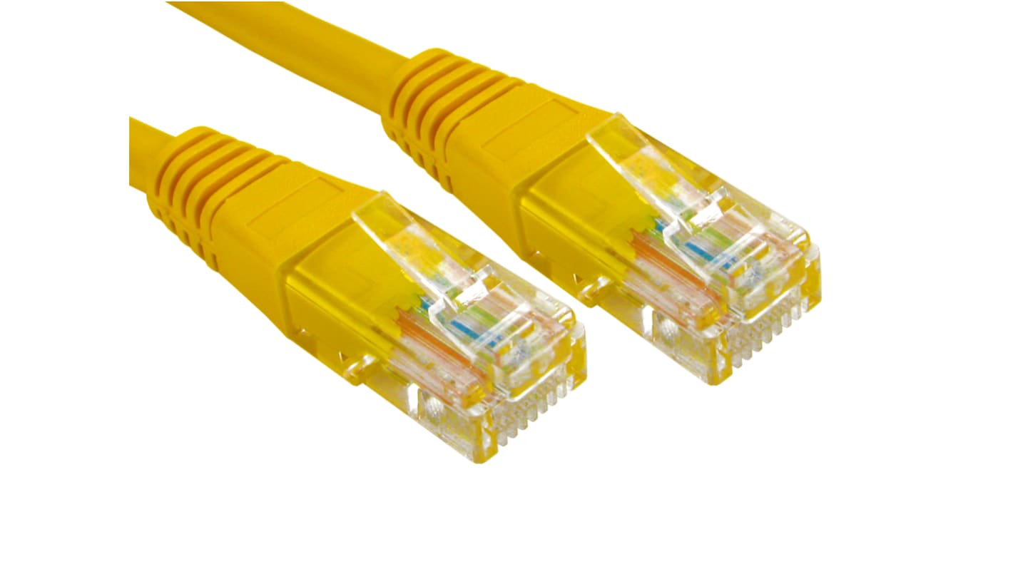 RS PRO Cat6 Male RJ45 to Male RJ45 Ethernet Cable, U/UTP, Yellow PVC Sheath, 1m