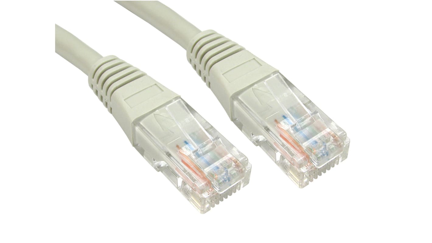 Cavo Ethernet Cat6 (U/UTP) RS PRO, guaina in PVC col. Grigio, L. 2m, Con terminazione