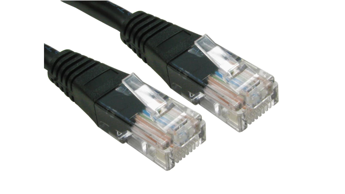 RS PRO Cat6 Male RJ45 to Male RJ45 Ethernet Cable, U/UTP, Black PVC Sheath, 10m