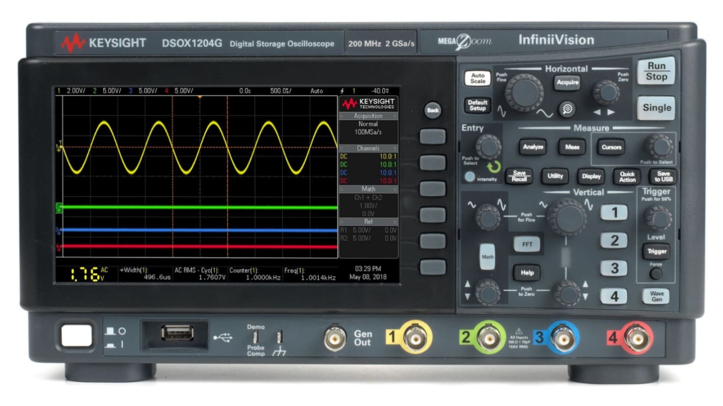 Keysight Technologies オシロスコープ, 100MHz, ベンチ, DSOX1204A+DSOX1200A-100