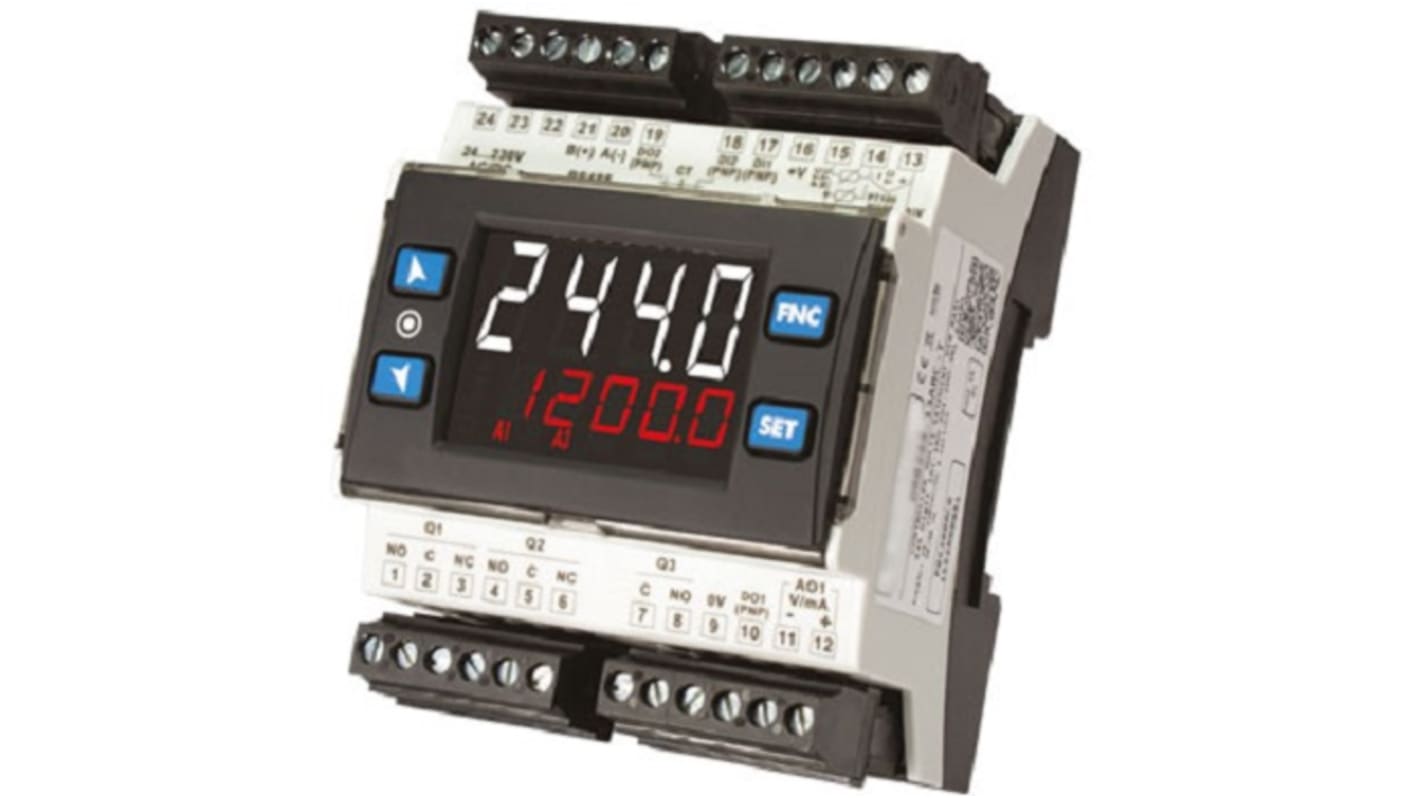 Wachendorff URDR DIN Rail PID Temperature Controller, 72 x 90 x 64mm 2 Input, 2 Output Analogue, SSR, 24 → 230 V