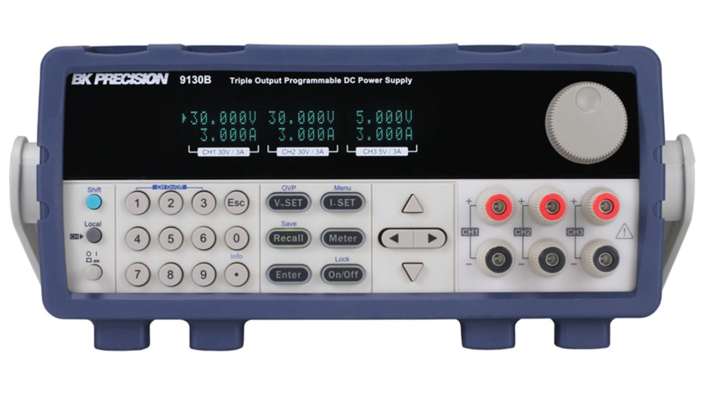 Alimentation de laboratoire, 0 → 5V, 0 → 3A, 3 sorties 195W, Etalonné RS