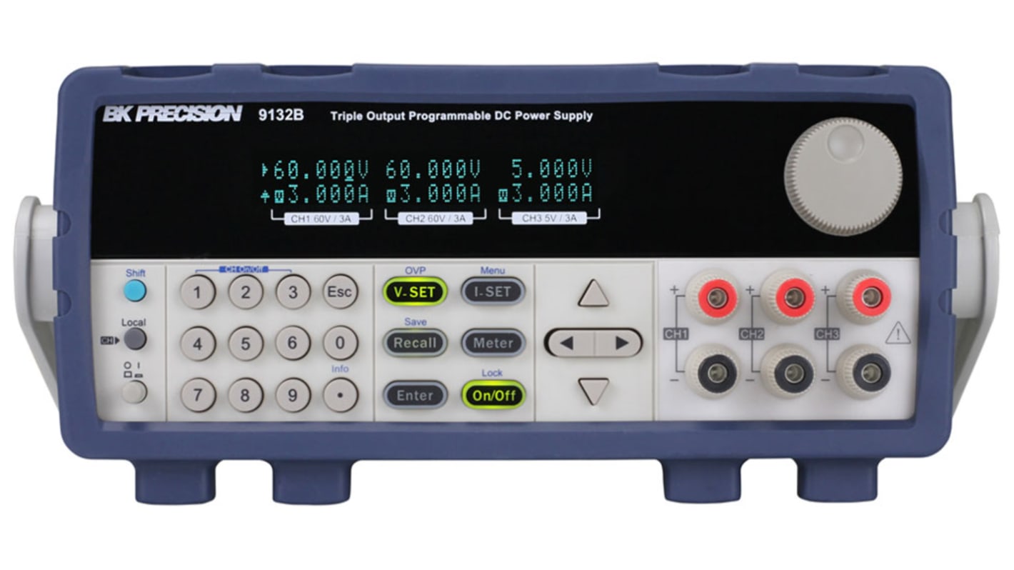 Fuente de alimentación BK Precision BK9132C, calibrado UKAS, 3 salidas, 0 → 5V, 0 → 3A, 375W