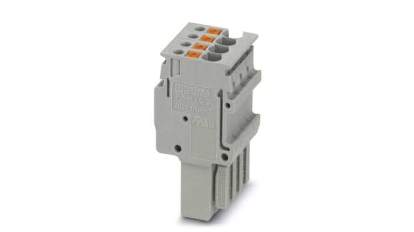 Phoenix Contact Din Plug, 4-Way, 17.5A, 26 → 16 AWG Wire, Push In Termination