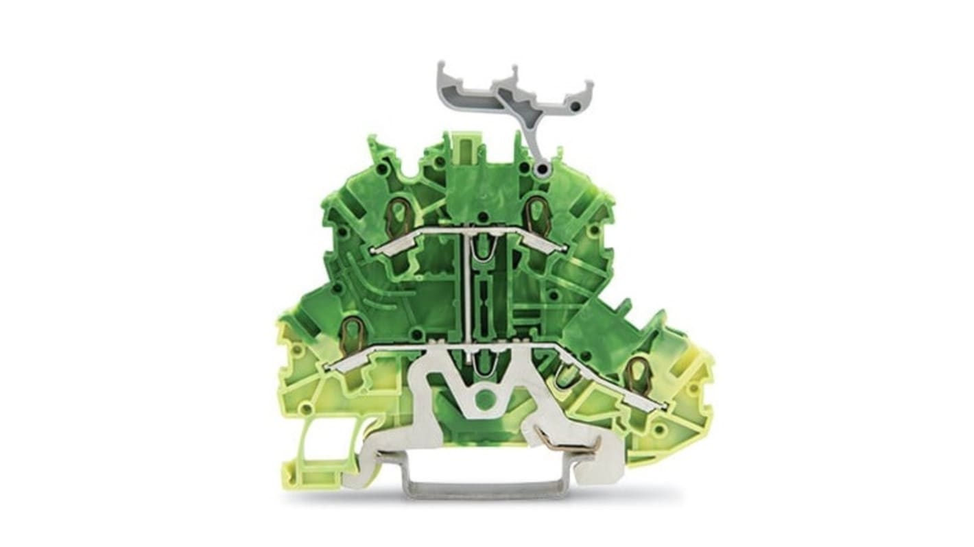 Wago TOPJOB S, 2000 Series Green/Yellow Earth Terminal Block, 1mm², Double-Level, Push-In Cage Clamp Termination, ATEX,