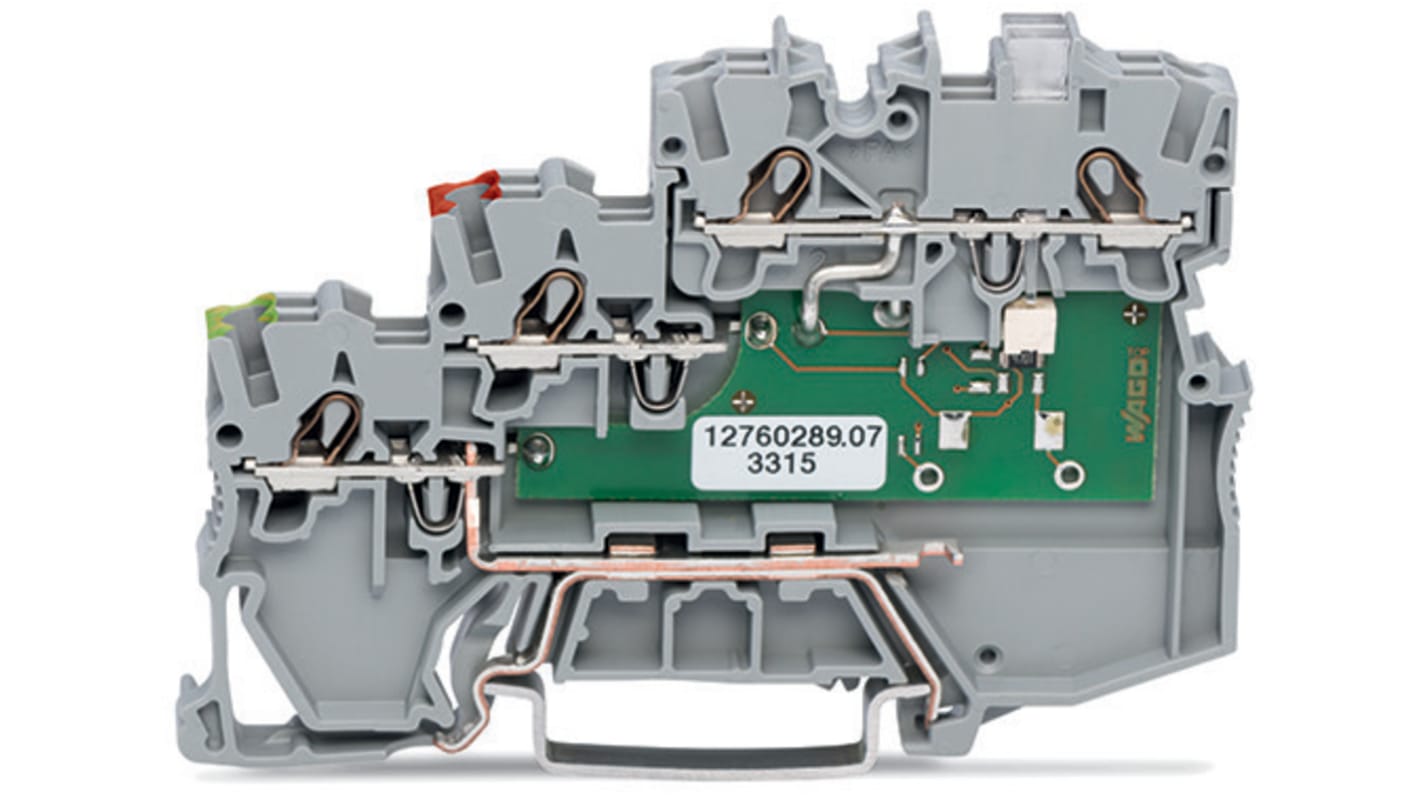 Wago TOPJOB S, 2000 Series Grey Terminal Block, 1mm², Triple-Level, Push-In Cage Clamp Termination