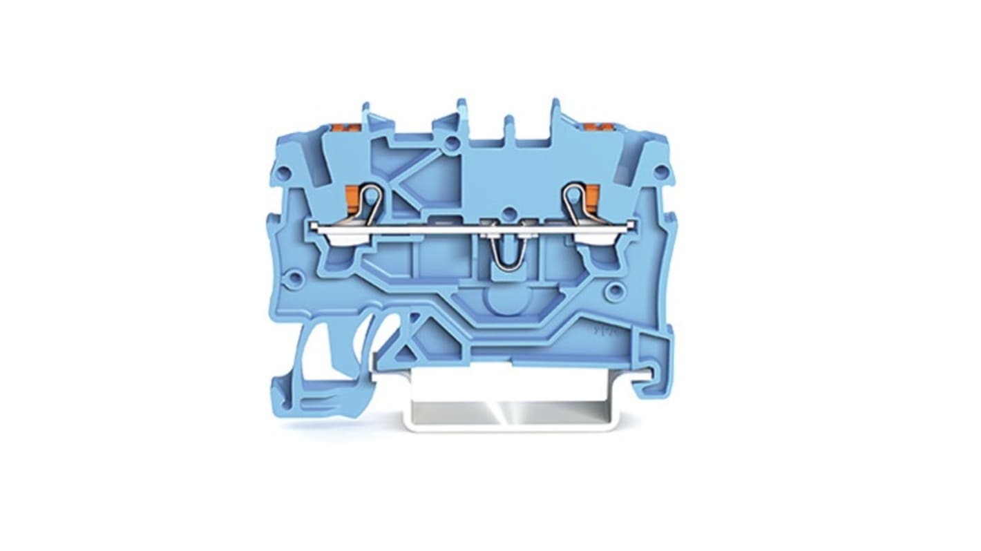 Wago TOPJOB S, 2200 Series Blue Feed Through Terminal Block, 1mm², Single-Level, Push-In Cage Clamp Termination, ATEX,