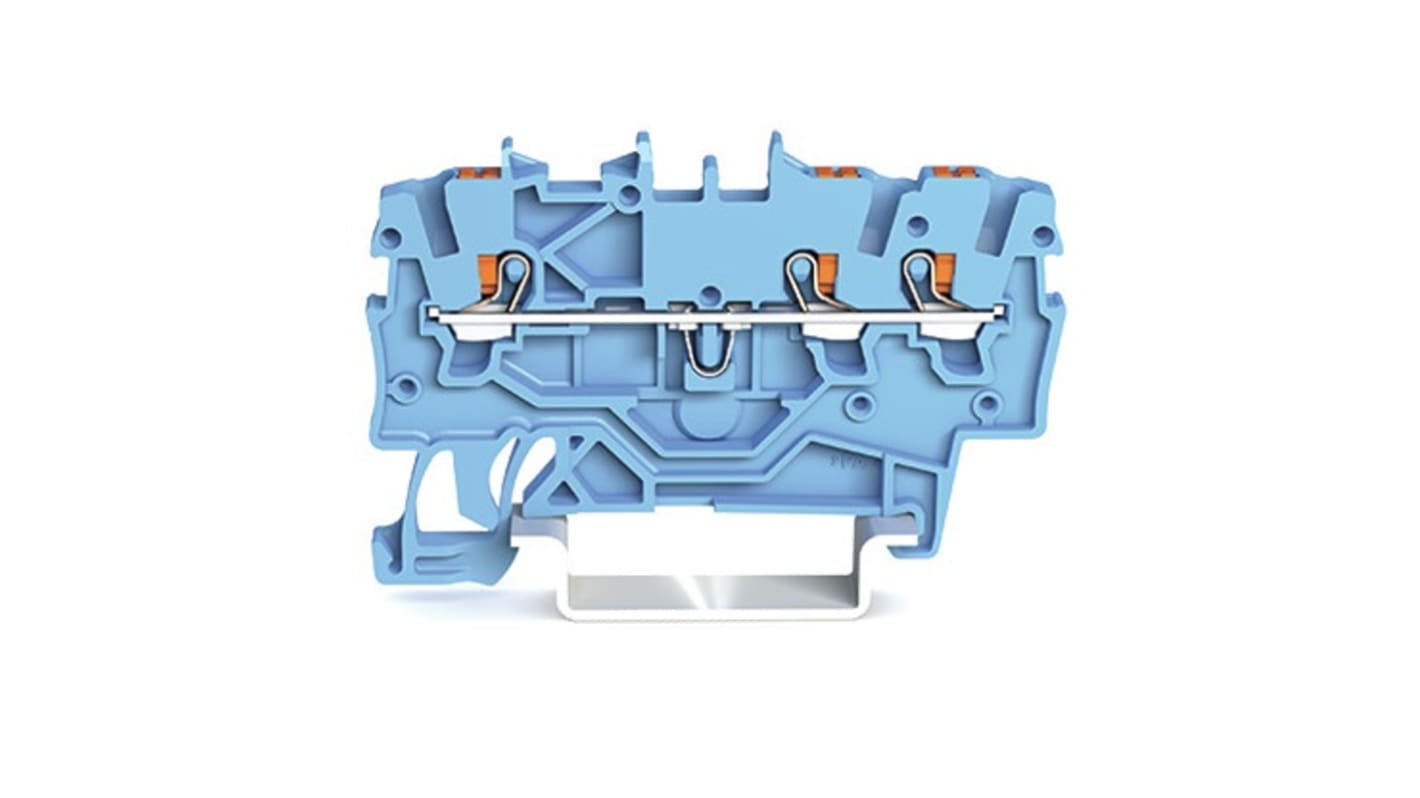 Wago TOPJOB S, 2200 Series Blue Feed Through Terminal Block, 1mm², Single-Level, Push-In Cage Clamp Termination, ATEX,