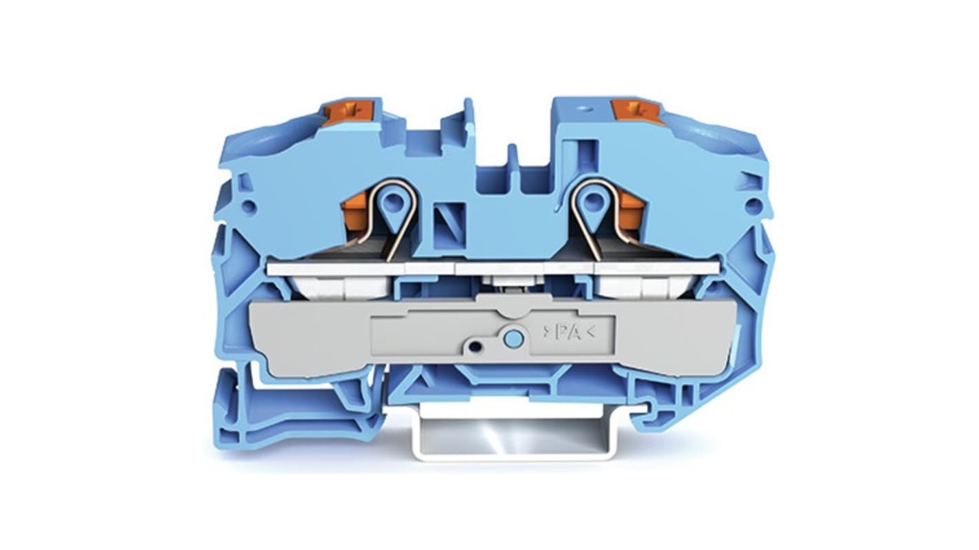 Wago TOPJOB S, 2216 Series Blue Feed Through Terminal Block, 16mm², Single-Level, Push-In Cage Clamp Termination, ATEX,