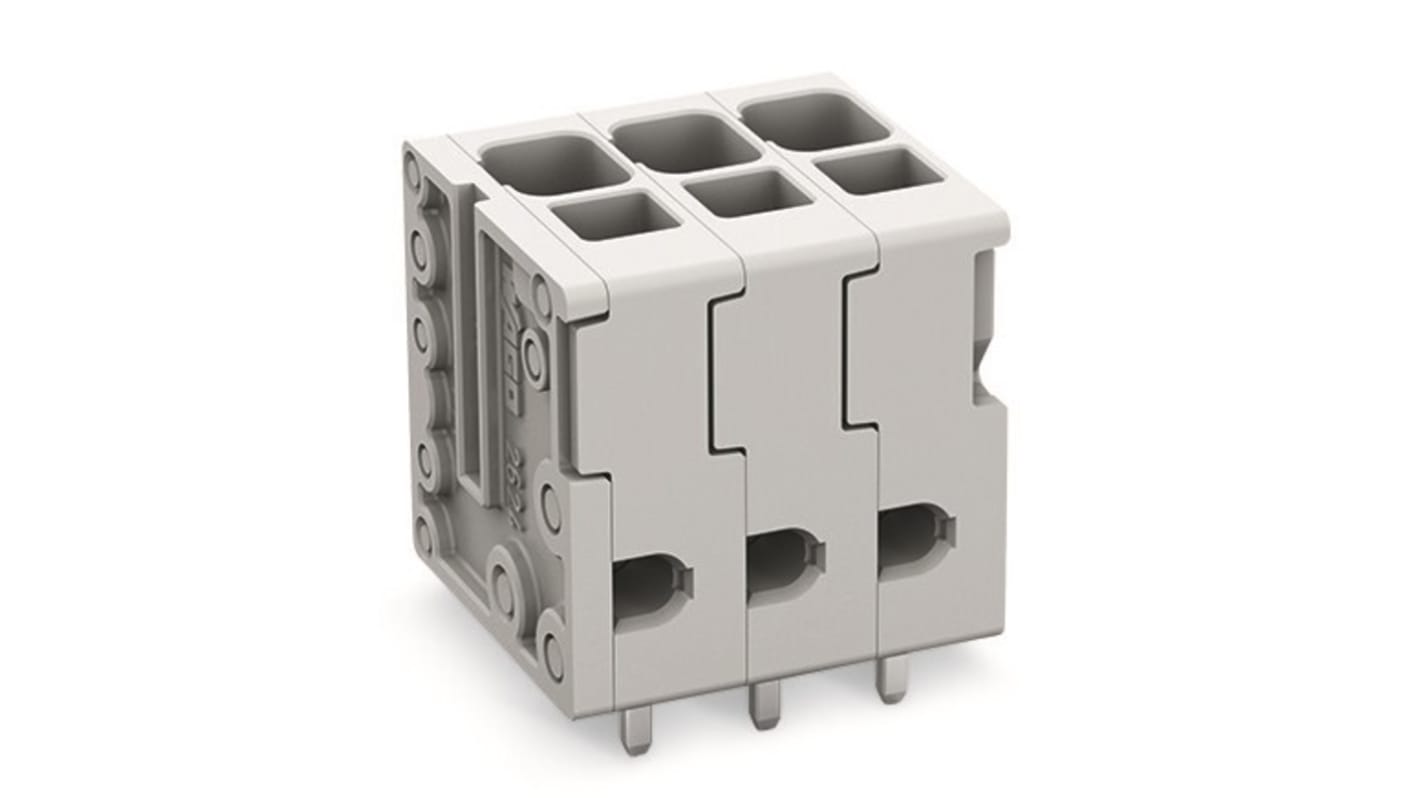 Morsettiera per circuito stampato Wago Femmina a 3 vie, 1 fila, passo 5mm, Passante