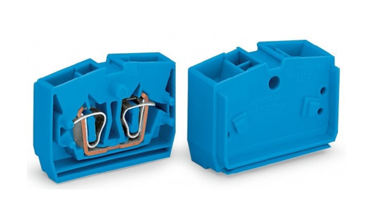 Wago 264 Series Blue End Terminal Block, 2.5mm², Single-Level, Cage Clamp Termination, ATEX, IECEx