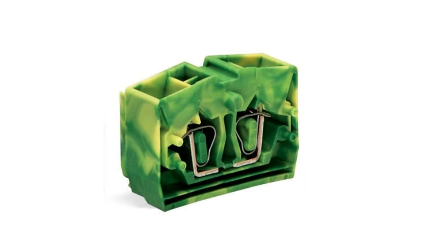 Wago 264 Series Green/Yellow Modular Terminal Block, 2.5mm², Single-Level, Cage Clamp Termination