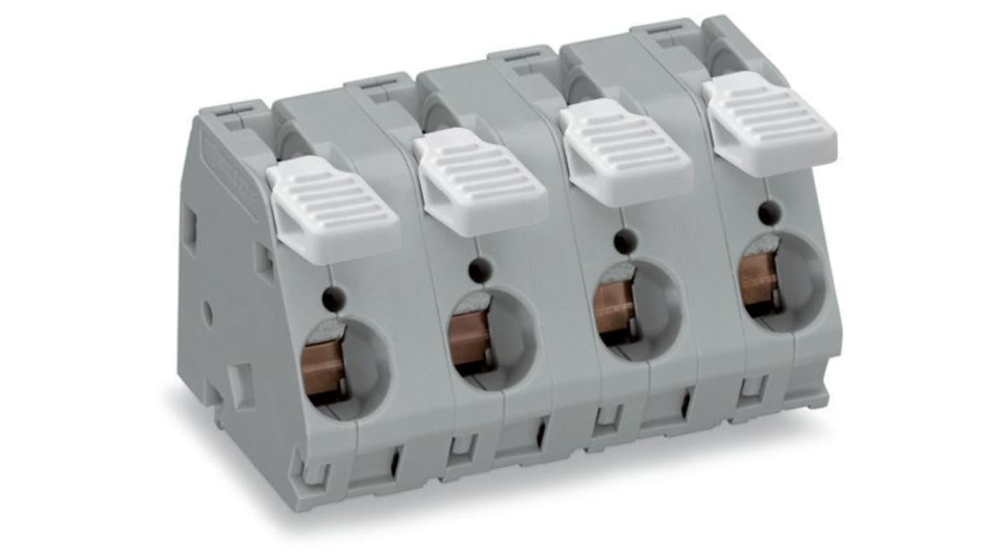 Wago PCB Terminal Block, 4-Contact, 15mm Pitch, Through Hole Mount, 1-Row