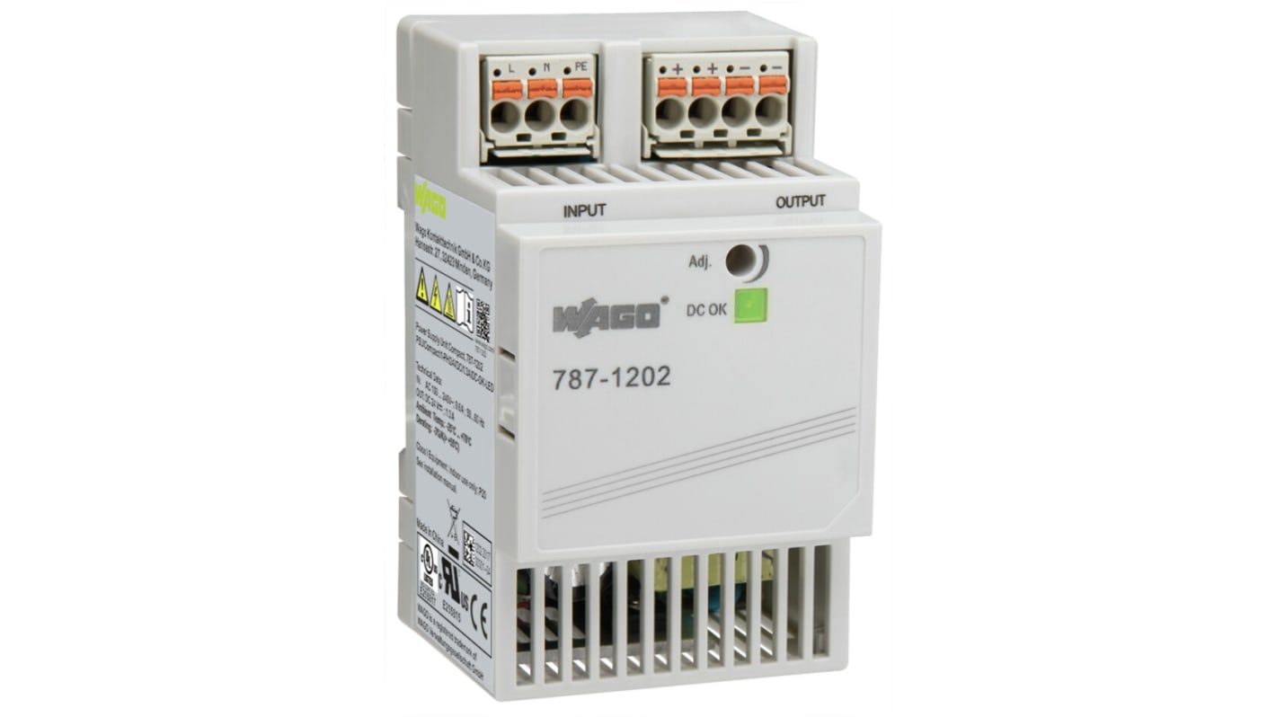 Wago 787 Switch Mode DIN Rail Power Supply, 85 → 264 V ac, 125 → 375 V dc ac, dc Input, 24V dc dc Output,