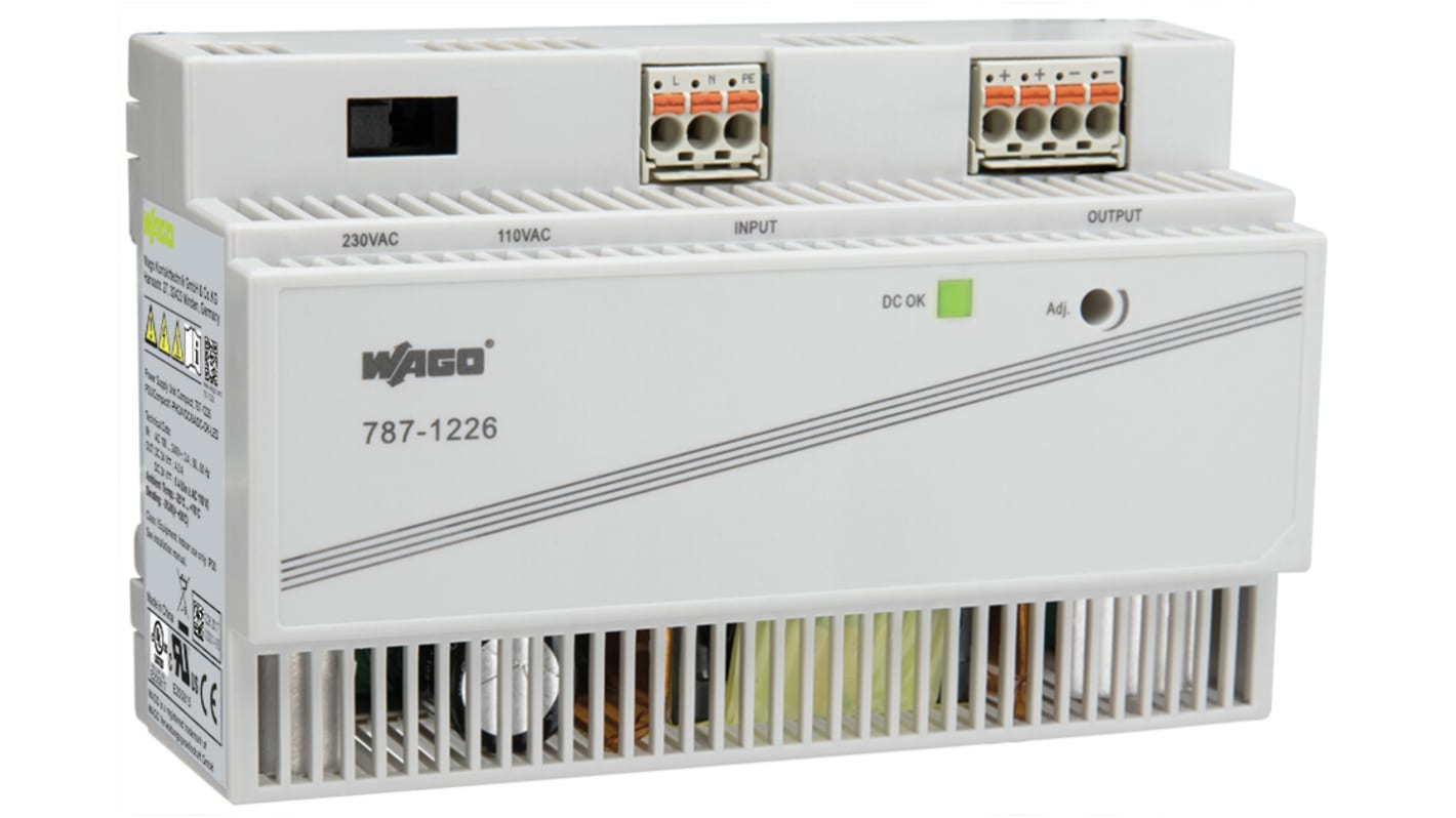 Wago 787 Switch Mode DIN Rail Power Supply, 100 → 120 V ac, 200 → 240 V ac, 250 → 375 V dc ac, dc