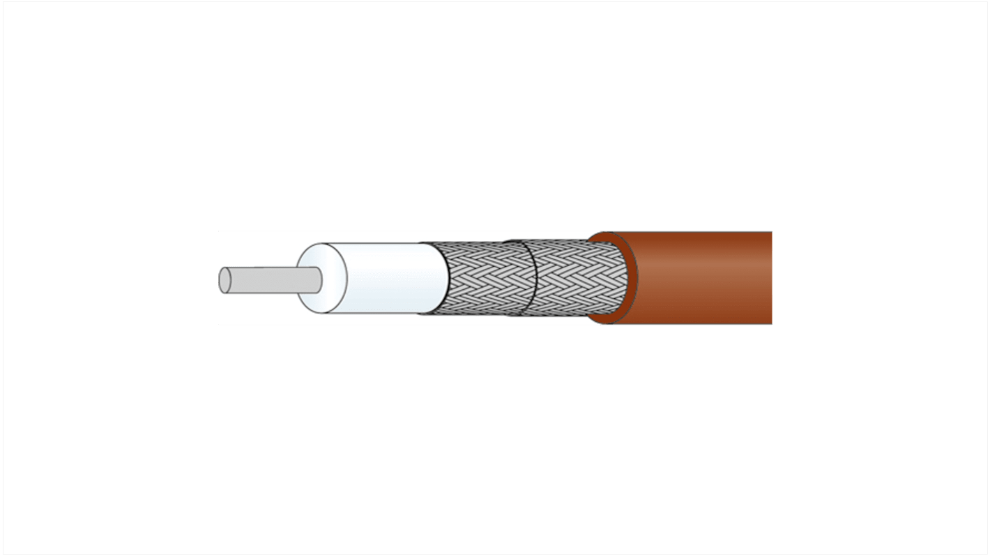 Huber+Suhner RG142 Koaxialkabel, Verlegekabel, 50 Ω, 100m, Aussen ø 4.95mm, Braun