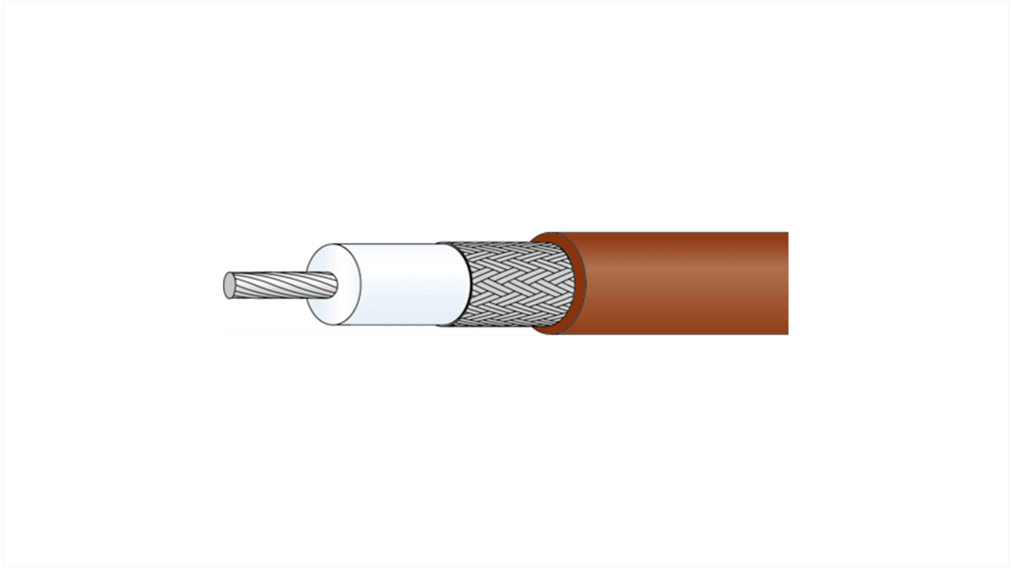 Cavo coassiale Huber+Suhner RG178, L. 100m, 50 Ω, col. Marrone